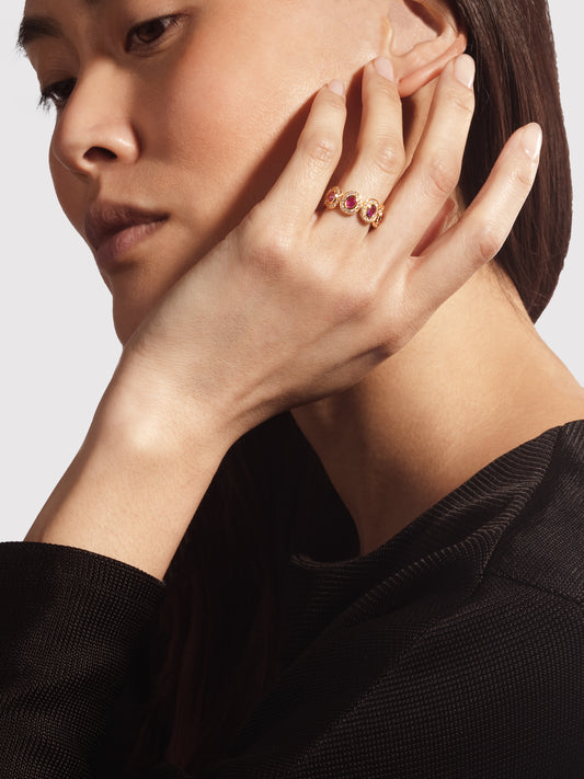 Bague Pépite Saphir Rose et Diamant