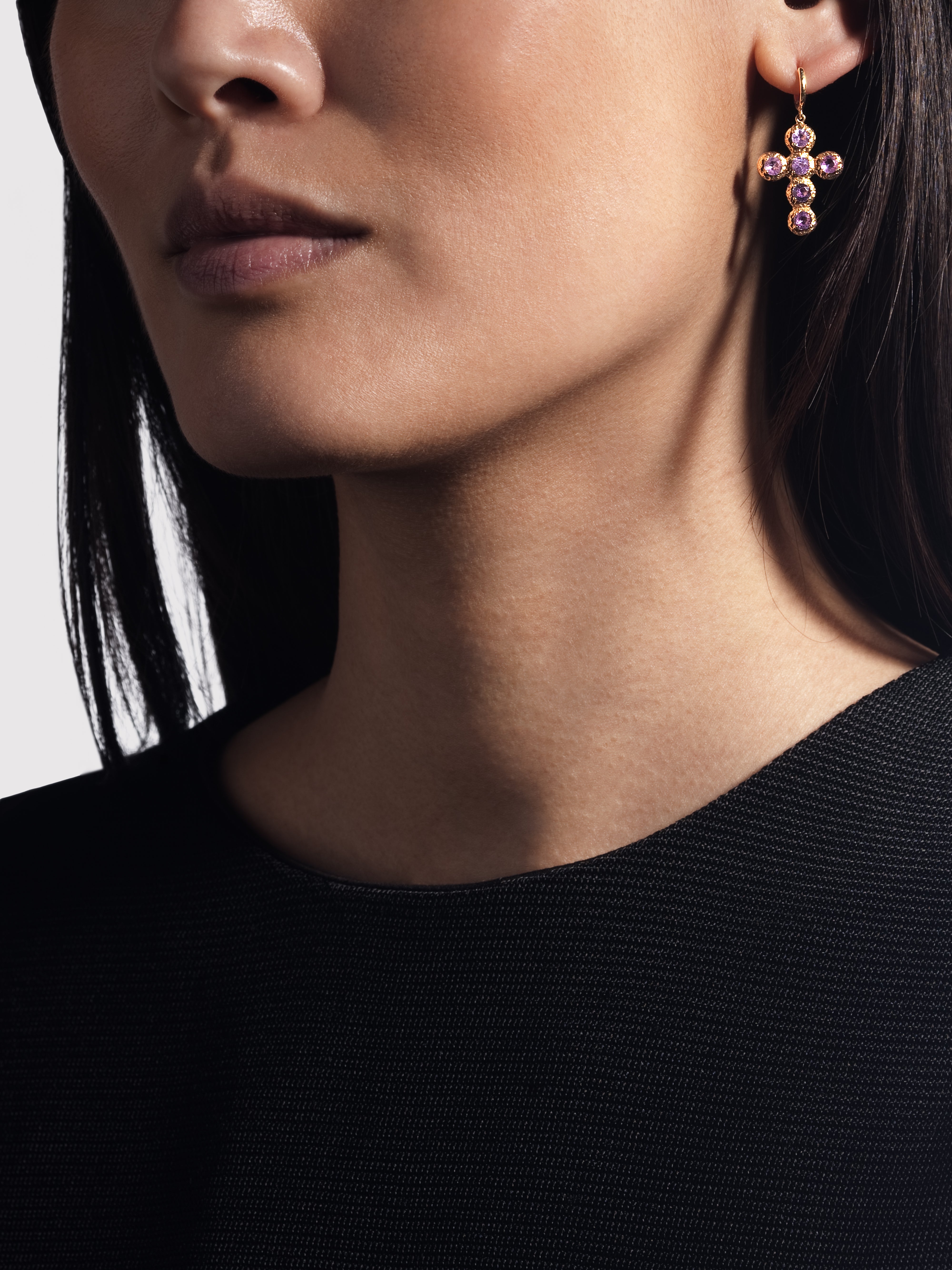 Boucles d'oreilles Noémie Saphir Rose