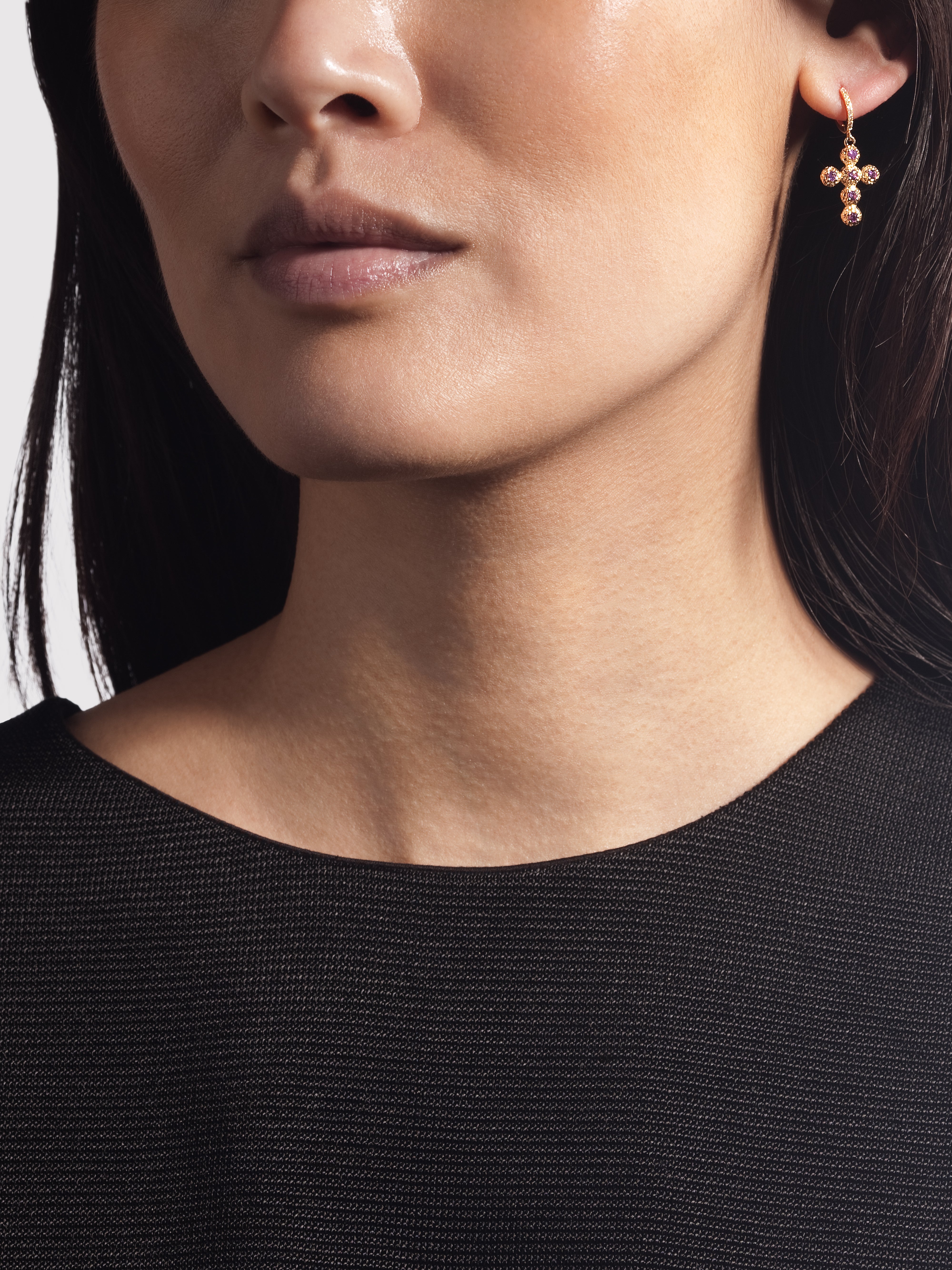 Boucles d'oreilles Noémie Saphir Rose et Diamant