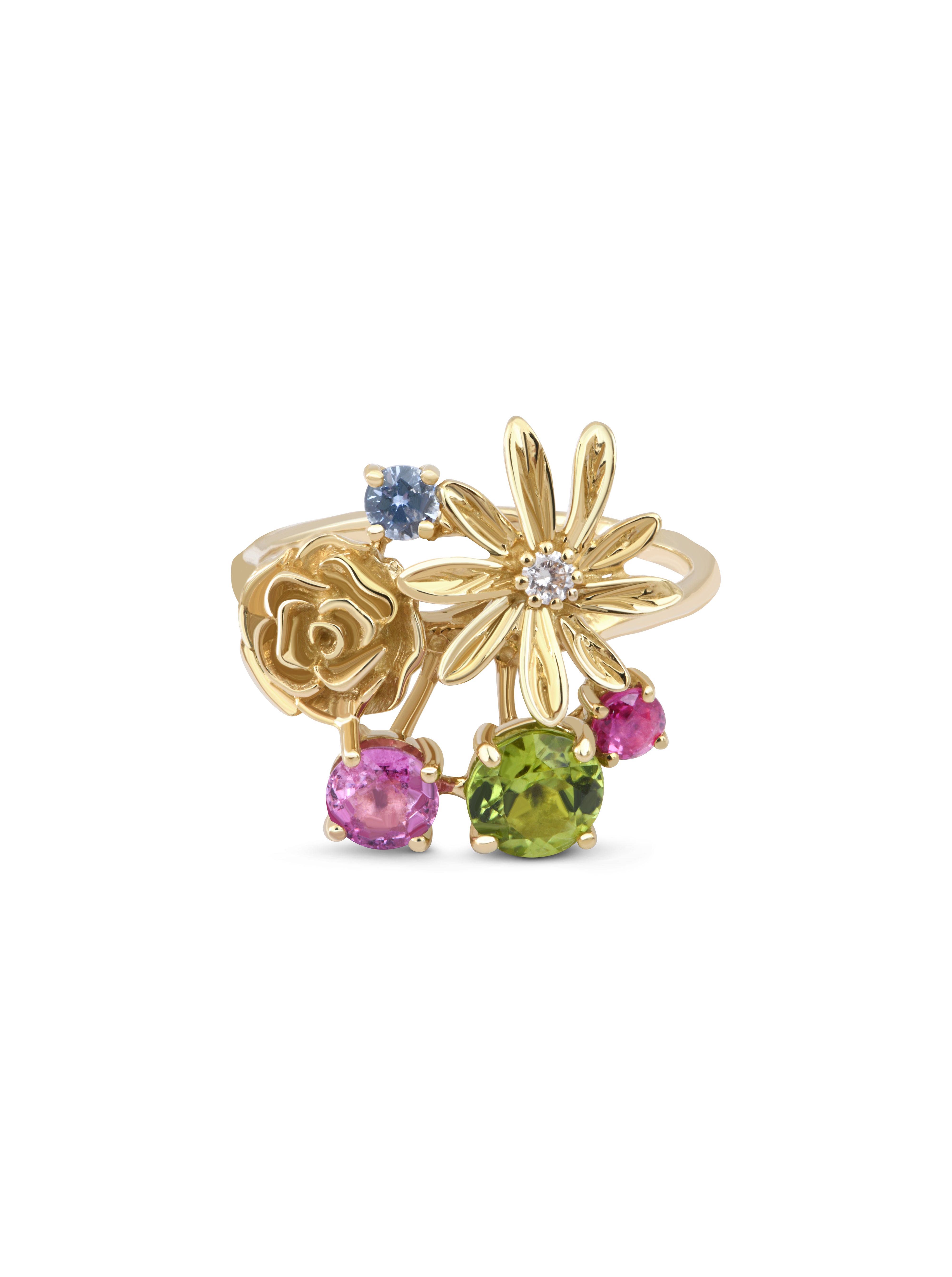 Bague Bouton de Rose Pierres Fines et Précieuses
