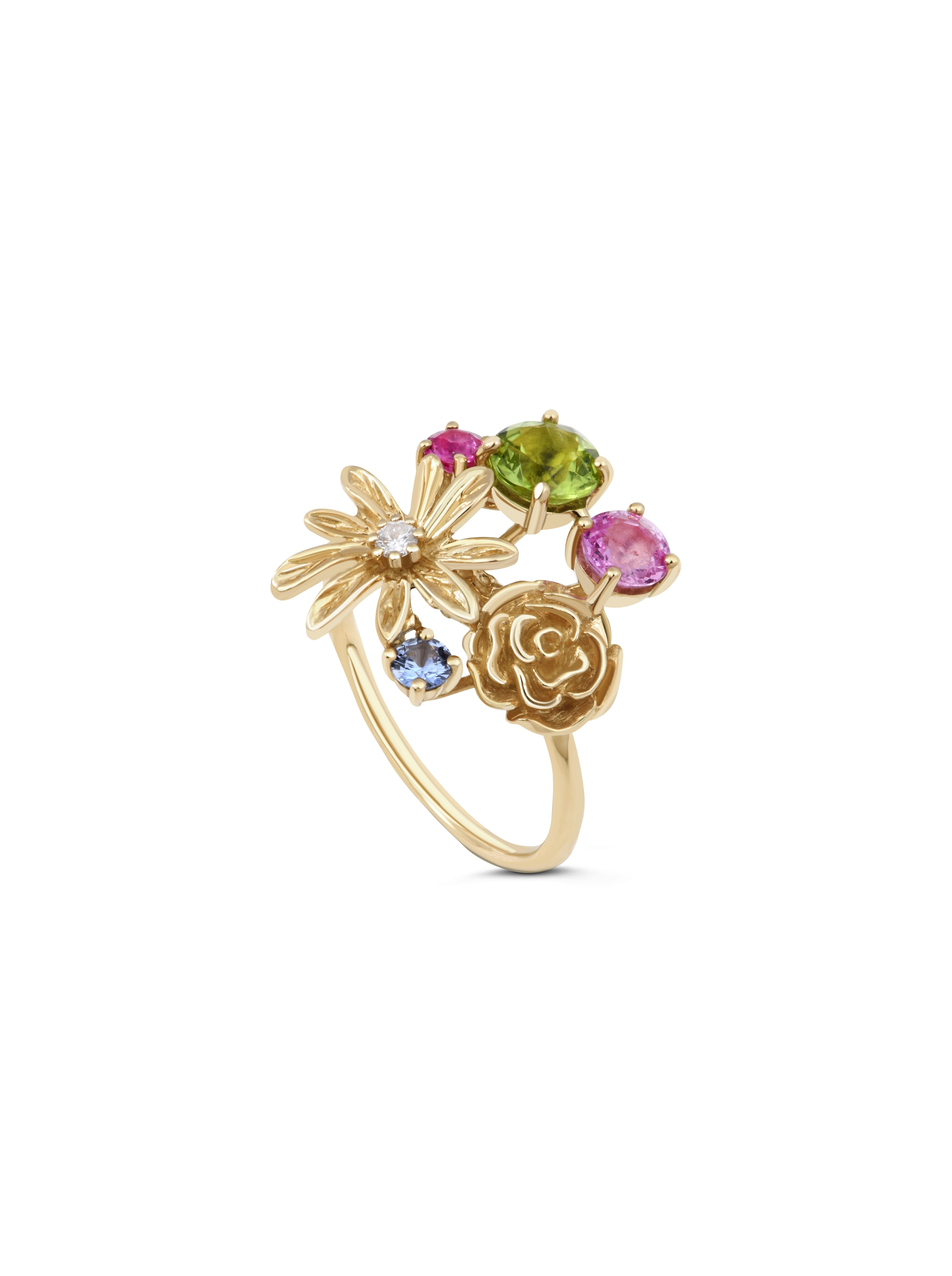 Bague Bouton de Rose Pierres Fines et Précieuses