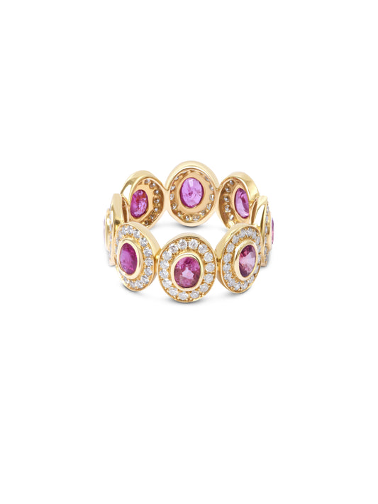 Bague Pépite Saphir Rose et Diamant