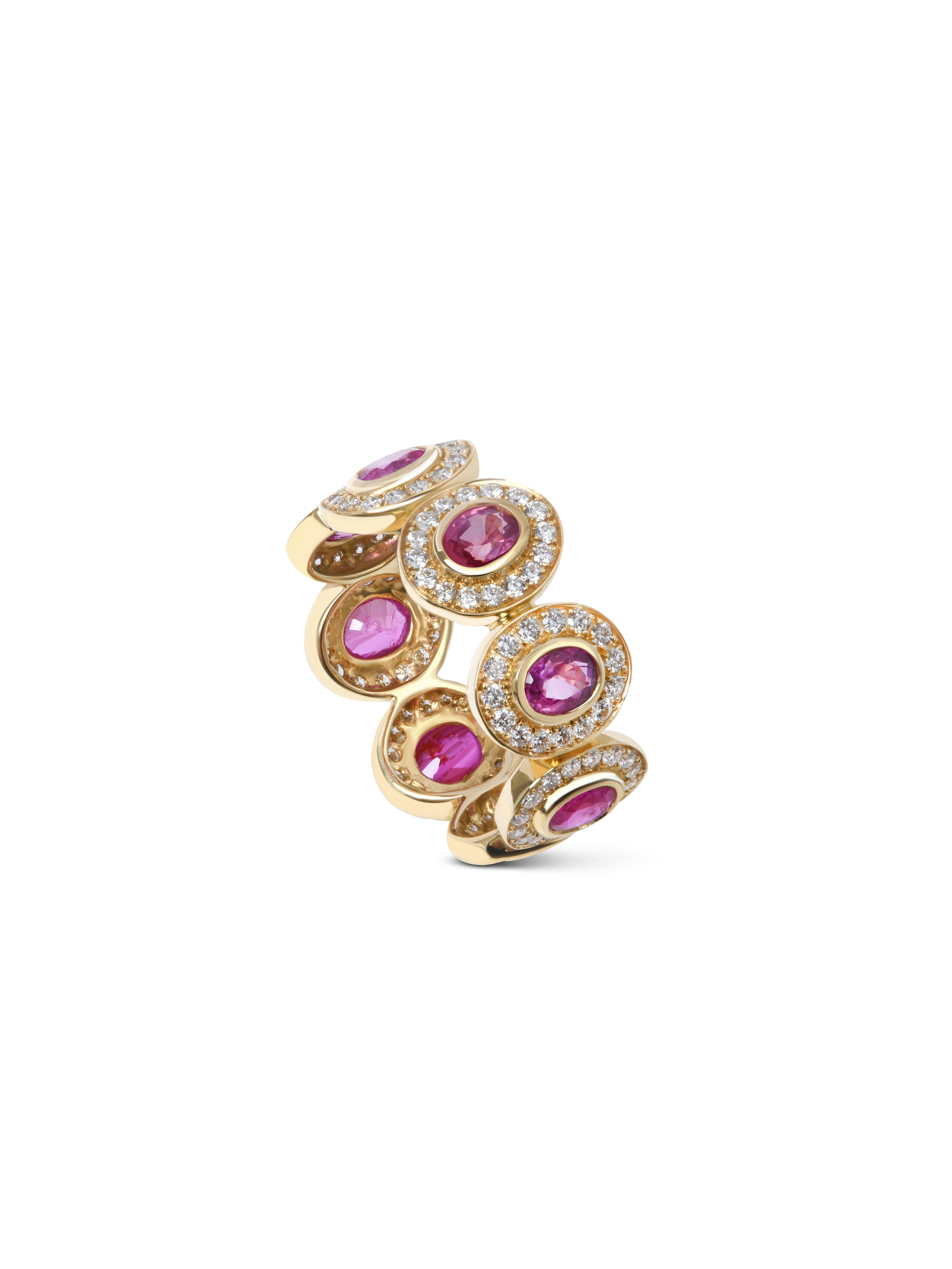 Bague Pépite Saphir Rose et Diamant