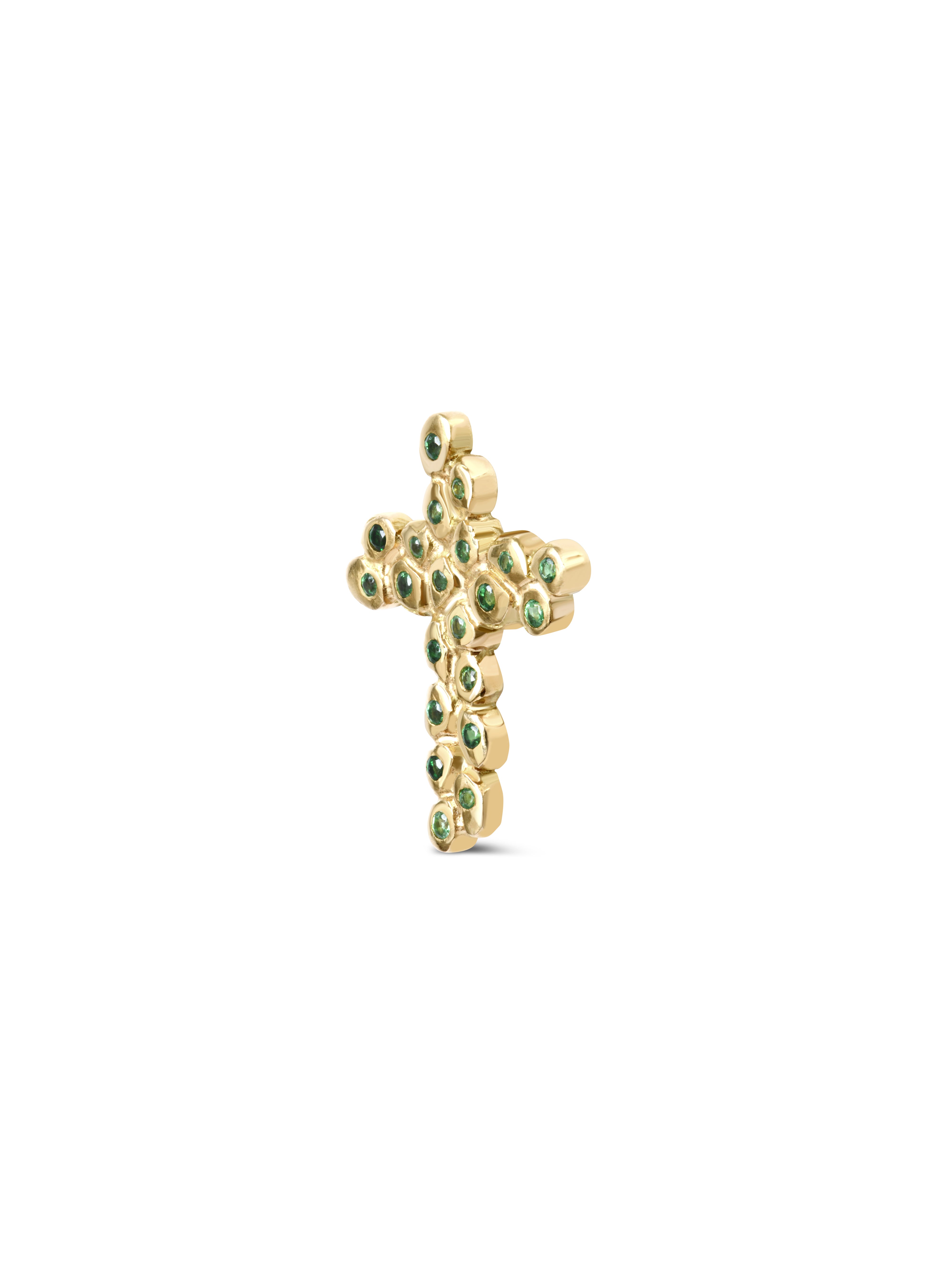 Pendentif Croix Pépite Tsavorite