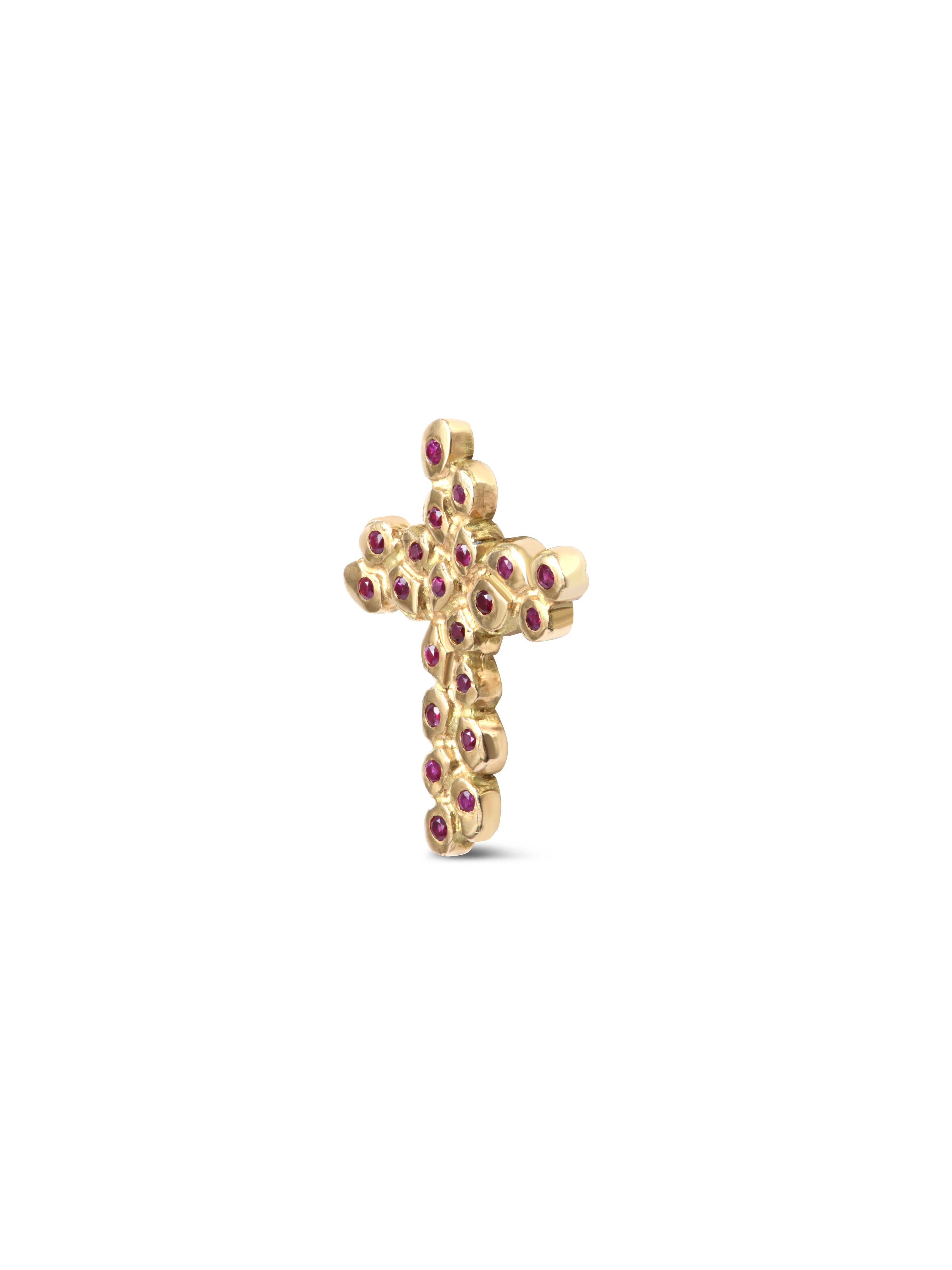 Pendentif Croix Pépite Rubis
