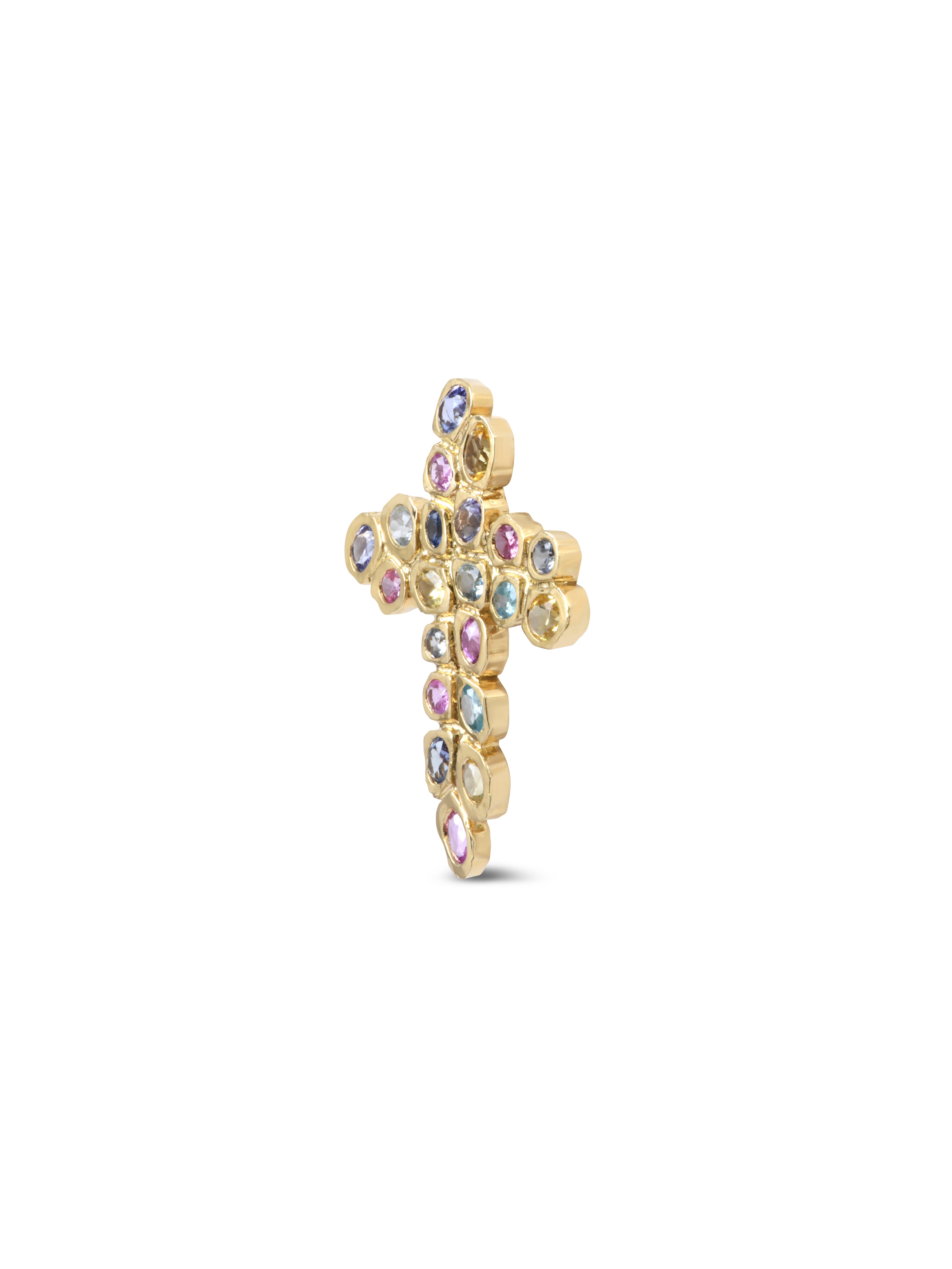 Pendentif Croix Pépite Pierres Fines