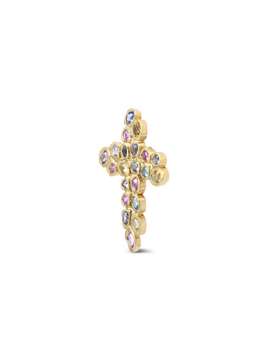 Pendentif Croix Pépite Pierres Fines