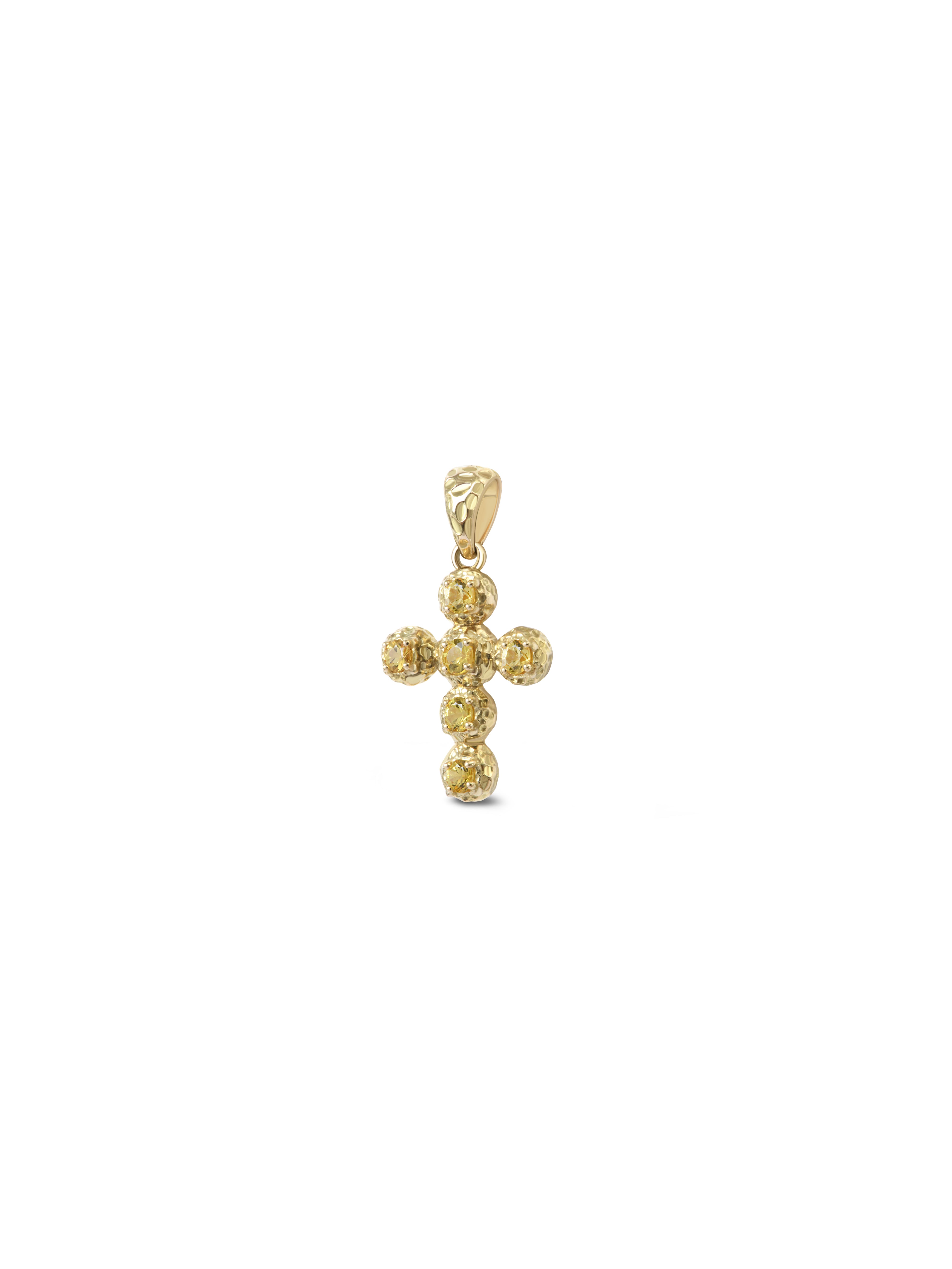 Pendentif Croix Noémie Saphir Jaune