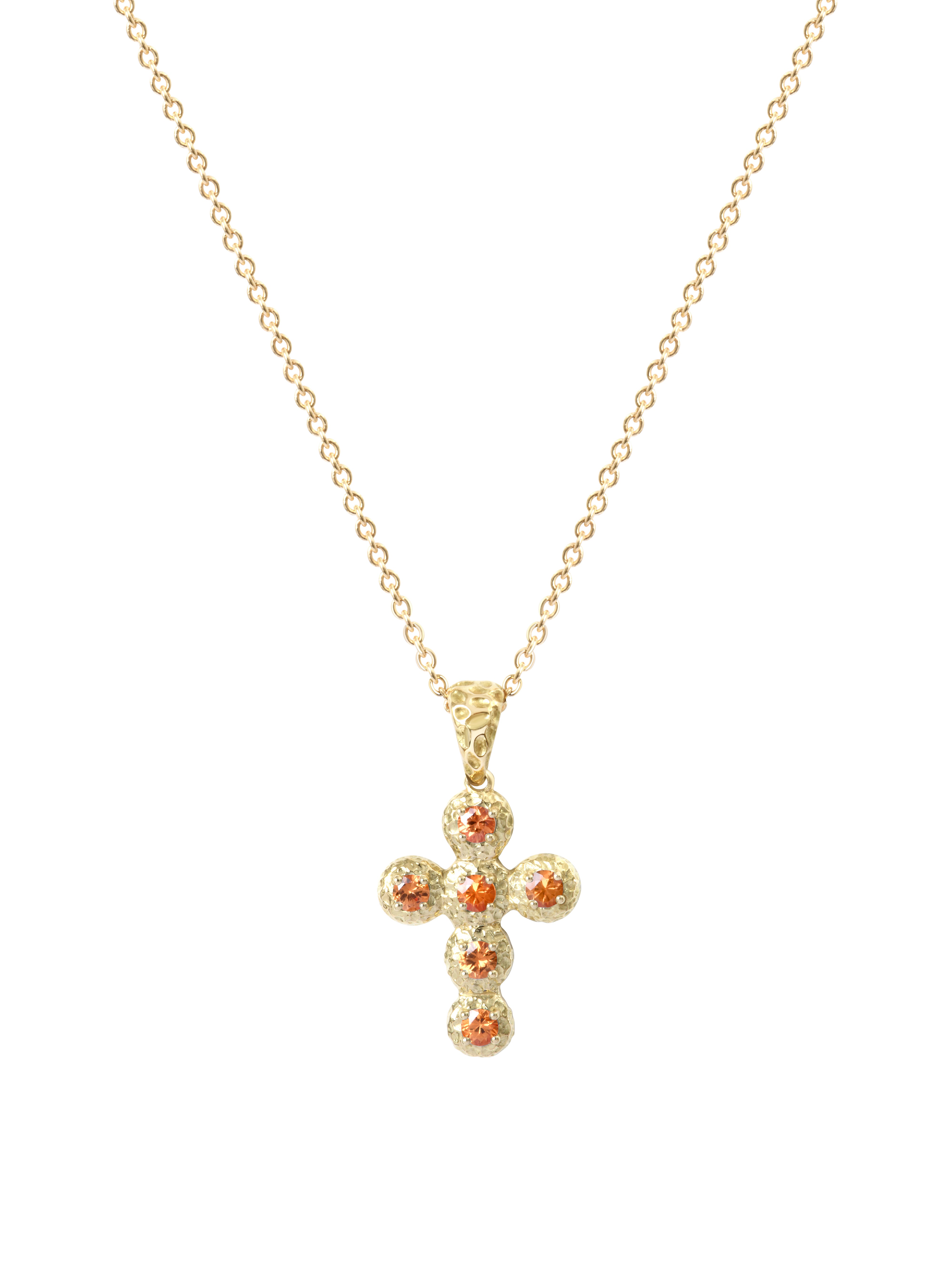 Pendentif Croix Noémie Saphir Orange