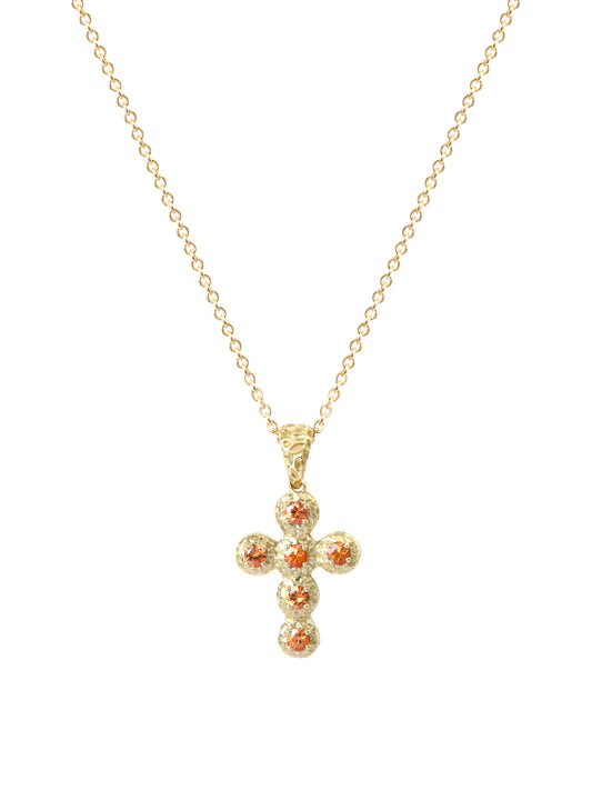 Pendentif Croix Noémie Saphir Orange