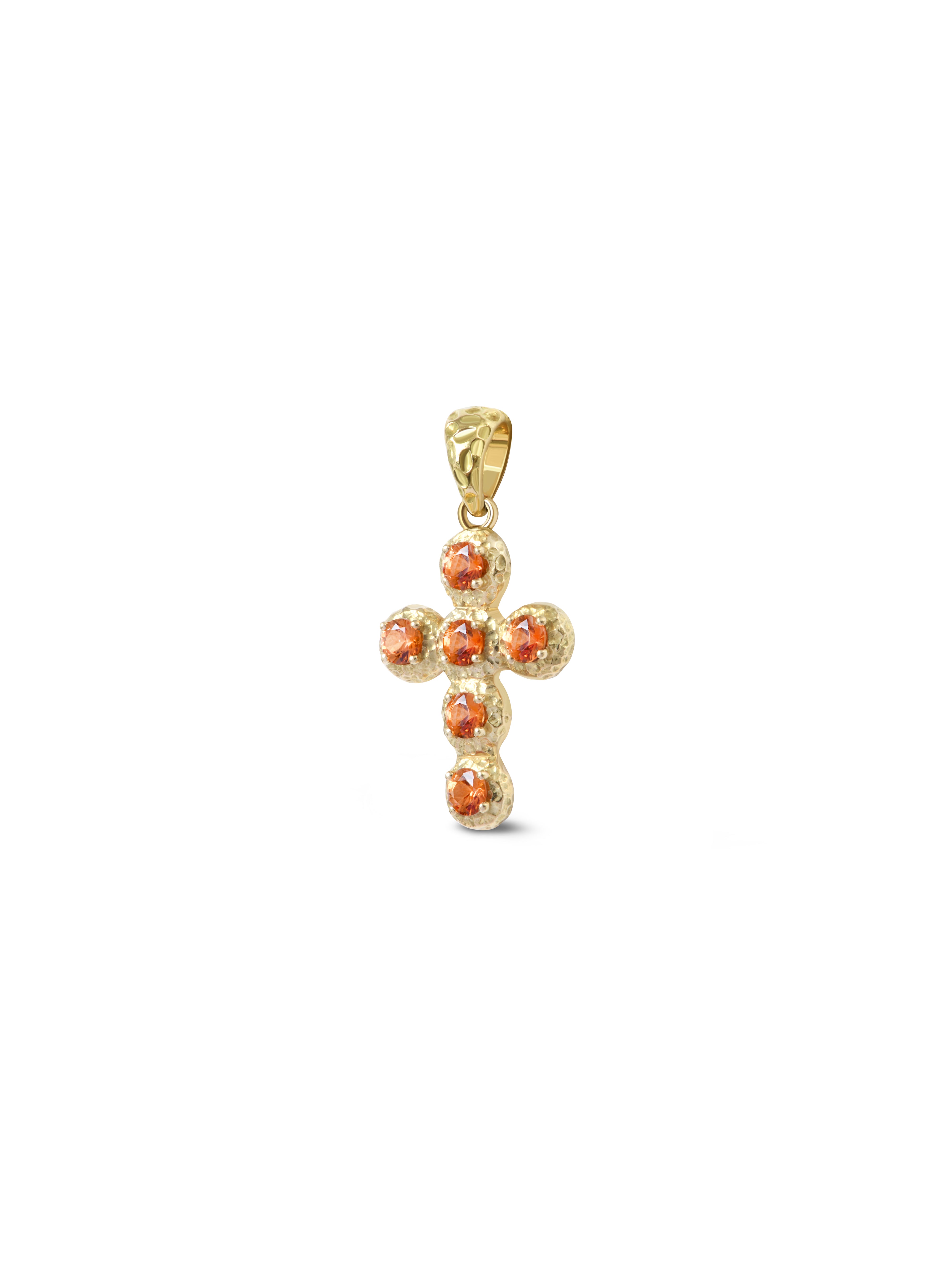 Pendentif Croix Noémie Saphir Orange