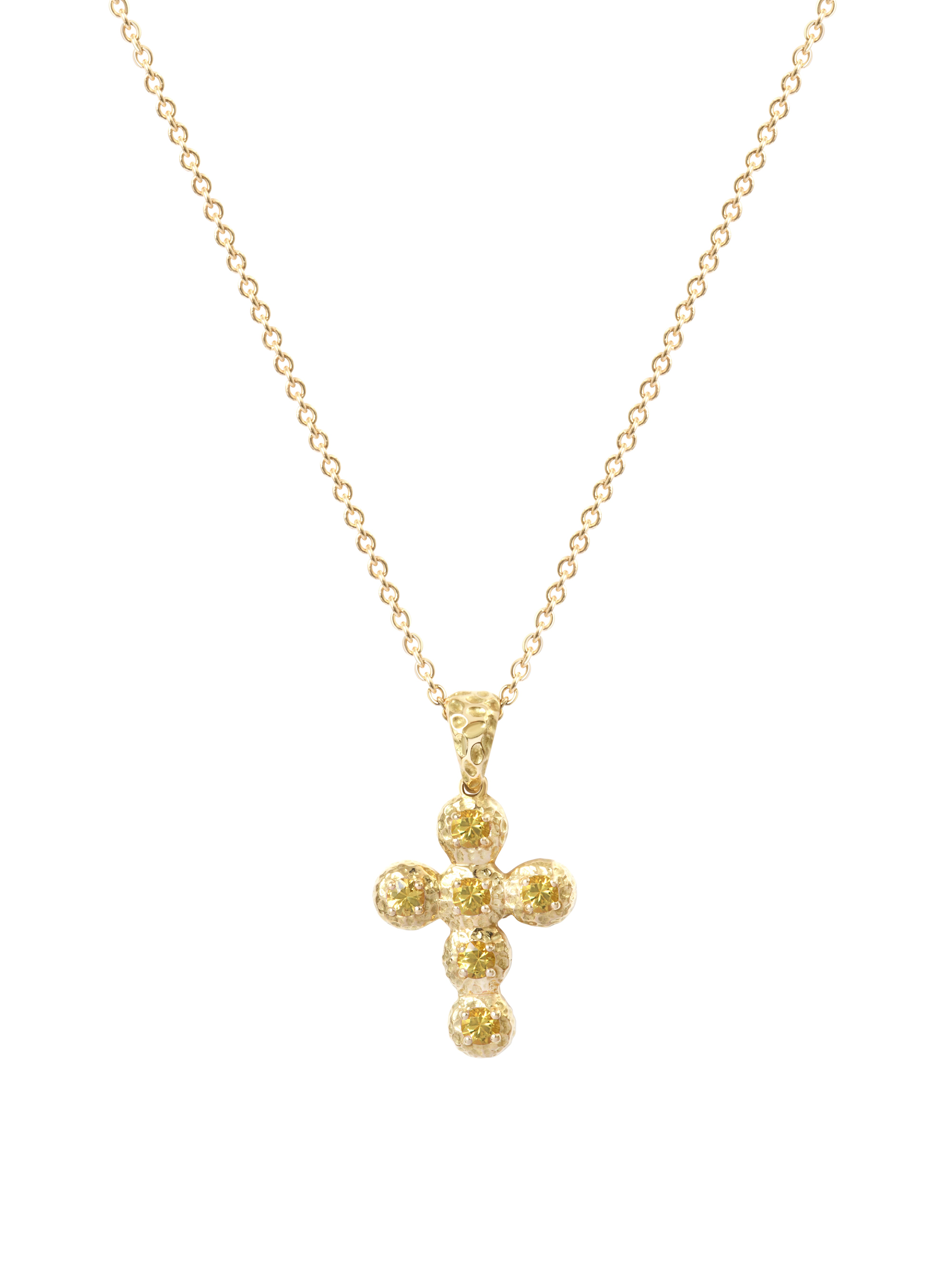 Pendentif Croix Noémie Saphir Jaune