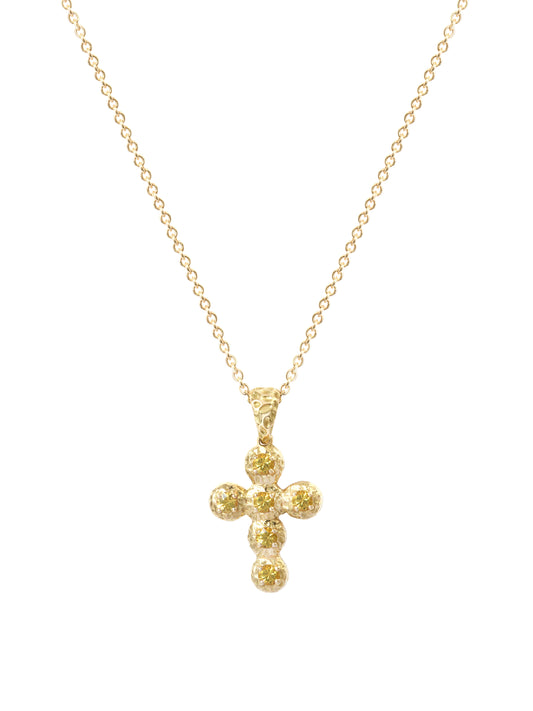 Pendentif Croix Noémie Saphir Jaune