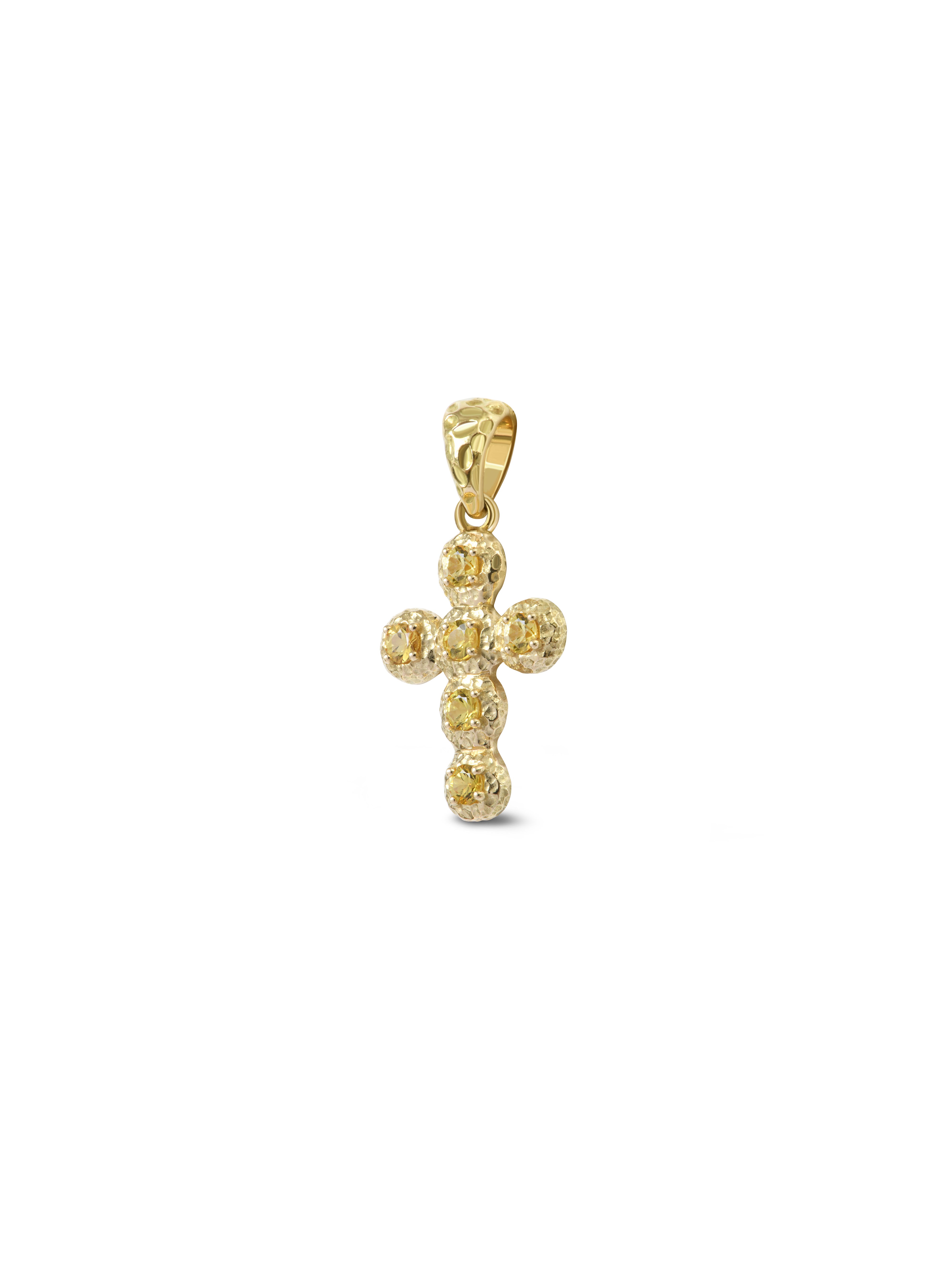 Pendentif Croix Noémie Saphir Jaune
