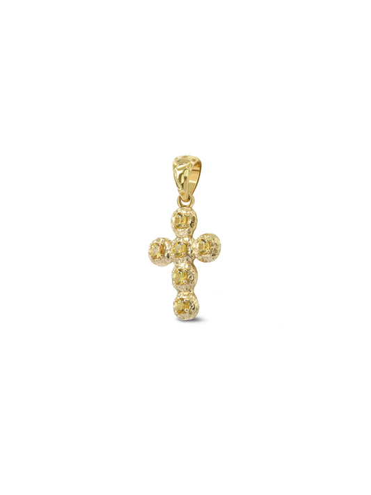 Pendentif Croix Noémie Saphir Jaune