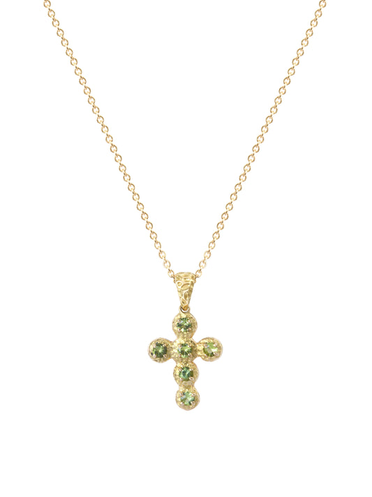 Pendentif Croix Noémie Saphir Vert