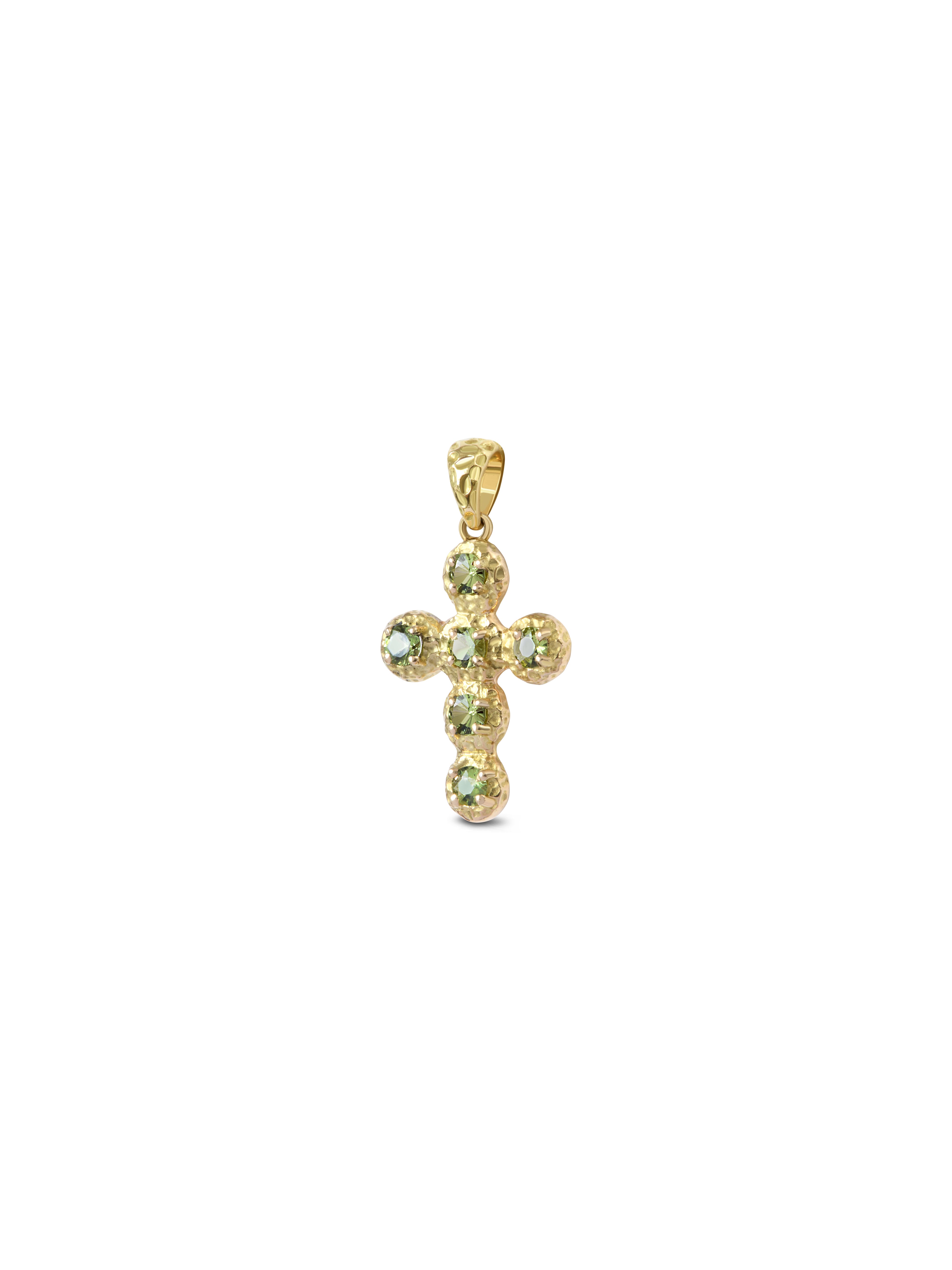 Pendentif Croix Noémie Saphir Vert