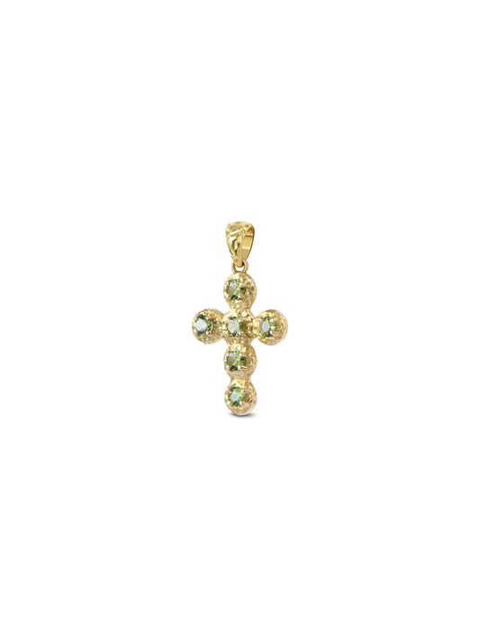 Pendentif Croix Noémie Saphir Vert