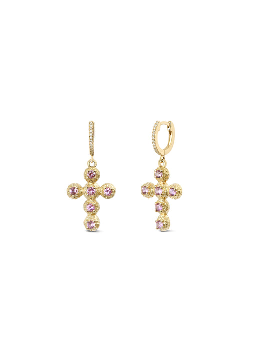 Boucles d'oreilles Noémie Saphir Rose et Diamant