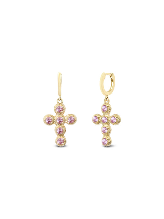 Boucles d'oreilles Noémie Saphir Rose